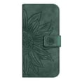 thumbnail image 5 of Flip Wallet Cover Case for iPhone 13 Phone, Premium PU Leather Embossed Sunflower Shockproof Wrist Strap Lanyard Slim Case for iPhone 13, Green, 5 of 10