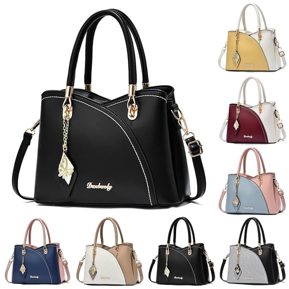 Stylago Purses and Handbags for Women Leather Top Handle Tote with Bow Pendant Multiple Compartments Crossbody Shoulder Bags Black