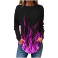 thumbnail image 2 of Sakmal Tops Long Sleeve Purple Flame Graphic Crew Neck Tunic Womens Shirts Plus Size, 2 of 5