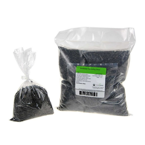 Organic Unshelled Sunflower Seed- 5 Bags Pre-Measured for a 10"x20" Growing Tray (About 2.5 Lbs) - Non-GMO Black Oil Sun Flower Seeds for Sprouts, Microgreens, More