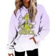 thumbnail image 2 of Sudadera de manga larga con capucha de Grinch para mujer, de algodón, con bolsillo, para mujer, para Navidad, para adulto, color morado, talla L, 2 of 8