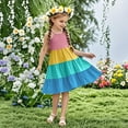thumbnail image 2 of Tranfacy Robe d'Été pour Jeunes Filles, Robe Bohème pour Filles, Mode Filles Col Rond Sans Manches Patchwork Robe Confortable d'Été Décontractée, 2 of 4