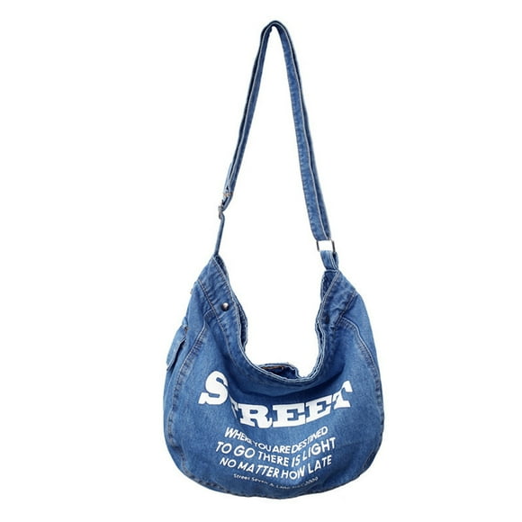 Large Capacity Messenger Bag Casual Free Matching One Shoulder Bag College Student Class Bag Light Blue