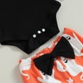 thumbnail image 6 of Okbabeha Baby Girl Halloween Outfit Long Sleeve Ribbed Romper Ghost Bell Bottom Pants Set Headband Cute Fall Clothes, 6 of 7