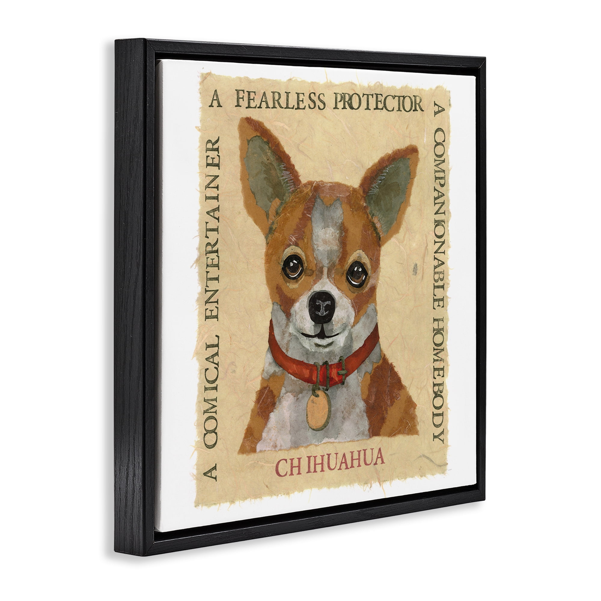 Stupell Industries Fun Chihuahua Pet Phrases Animals Painting Black Floater Framed Canvas Art Print Wall Art, 18 x 18