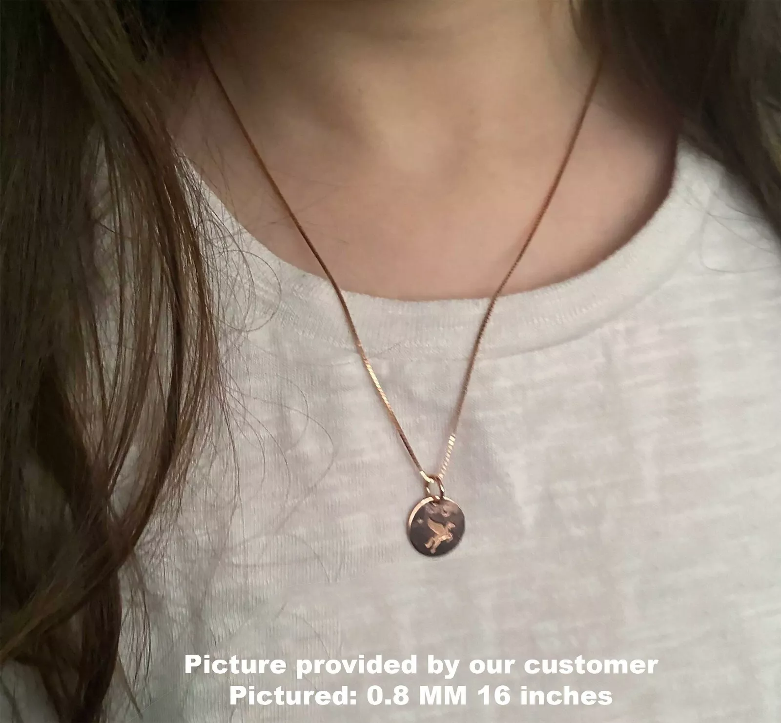 Solid 14K Rose Gold Box Chain Necklace, 16" 17" 18" 20" 24" Inch, 0.5mm 0.6mm 0.8mm Wide