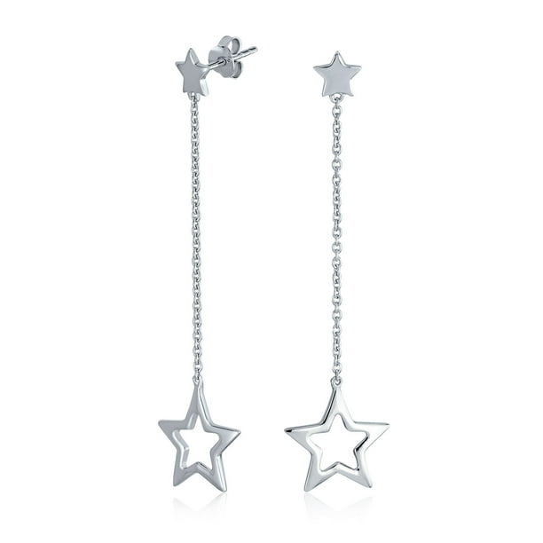 Open Star Sterling Silver Dangle Earrings Walmart Com