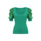 thumbnail image 2 of VISgogo Tops de punto para mujer, manga corta abullonada, cuello profundo, color sólido, fiesta en la calle, camisa envuelta de verano VISgogo moda, 2 of 9