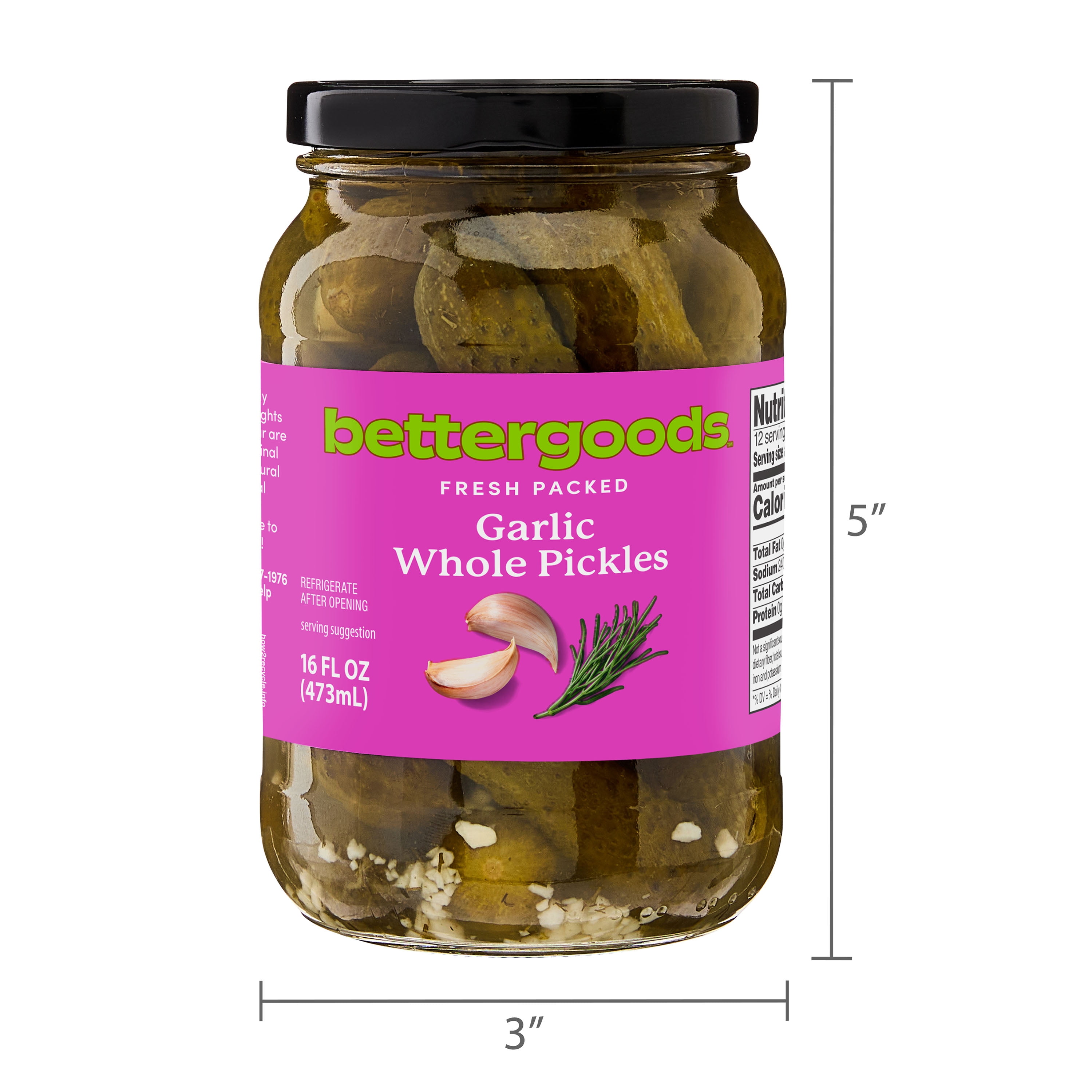 bettergoods Garlic Whole Pickles, 16 fl oz Jar