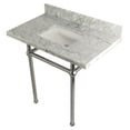 thumbnail image 5 of Kingston Brass KVPB36MBSQ5 Templeton 36X22 Carrara Marble Vanity Top with Brass Feet Combo, Carrara Marble/Oil Rubbed Bronze, 5 of 6