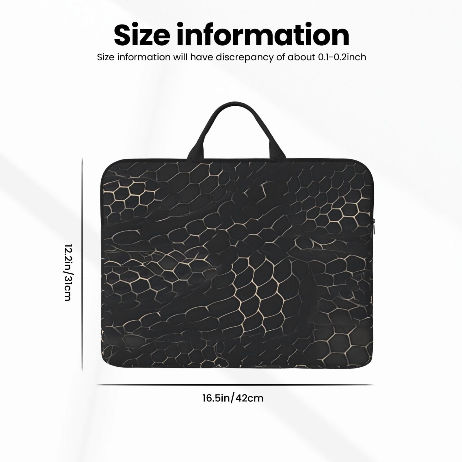 Laptop Sleeve Bag For Women Men 14inch Waterproof Durable Protective Computer Carrying Cover Handle Laptop Case Bag Snake Skin Print Style Darkgray_3