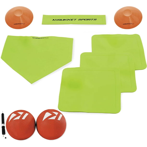 Rukket Sports Kickball Game with Bases, Rubber Plates and 2 Kick Balls All Ages