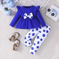 thumbnail image 2 of LUOGENLI Little Girls Outfits 4T-5T Summer Toddler Baby Girls Long Sleeve Print Tops and Pants Outfits Clothes Set for Child Clothes 4th of July Outfits for Toddler Girls Blue 12-18 Months, 2 of 7