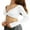 White, variant on Women’s Twist Front Crop Top Long Sleeve Deep V Neck Asymmetrical Shirt Solid Color Slim Fit T-Shirts Blouse