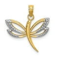 thumbnail image 1 of FB Jewels 14k White and Yellow Two Tone Gold Dragonfly with Cut Out Wings Two-color and Textured Pendant, 1 of 1