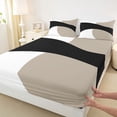 thumbnail image 3 of Homewish White Black Square Bed Sheets,Boho Geometric King Sheets,Minimalism Style Sheet Set For Men Women,4-Piece, 3 of 7