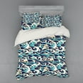 thumbnail image 2 of Nautical Duvet Cover Set, Traditional Oriental Style Ocean Waves Pattern Foam and Splashes Print, Bedding Set with Shams and Fitted Sheet, 3 Sizes, by Ambesonne, 2 of 3