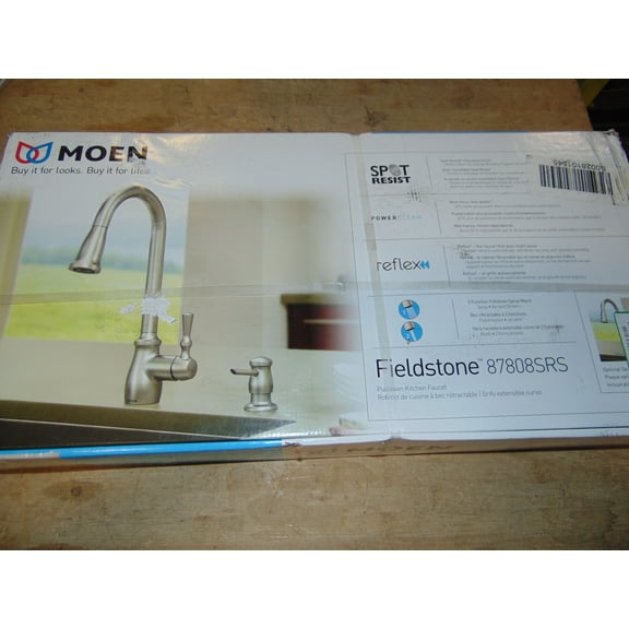 MOEN 87808SRS Fieldstone Single-Handle Pull-Down Sprayer Kitchen Faucet with Reflex and Power Clean in Spot Resist Stainless