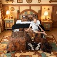 thumbnail image 4 of meiyoeat Brown Western Cowboy Twin Comforter Sets For Boys,Rustic Cow Print Bedding Set,Reversible,2 Pieces,1 Comforter and 1 Pillowcase, 4 of 7