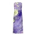 thumbnail image 5 of Robes pour Femmes, Robe Longue Sans Manches à Col Rond en Lin Imprimé, 5 of 5