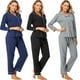 thumbnail image 1 of Pijama de manga larga de algodón de color sólido, traje de ropa de casa de corte ajustado para mujer, 1 of 5