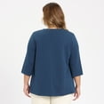 thumbnail image 3 of DARING DIVA Women's Plus Pleated Button Front Shirts 3/4 Sleeve Blouses 4X Dark Blue, 3 of 6
