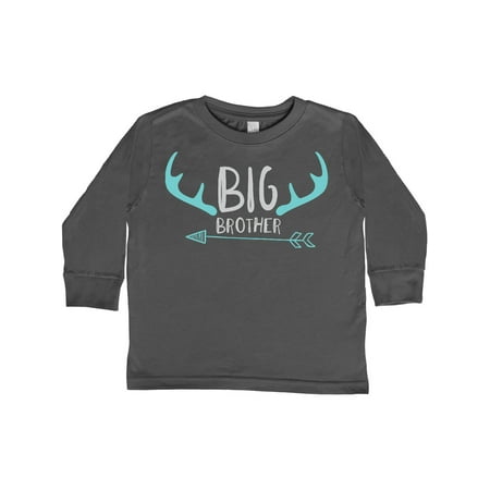 

Inktastic Big Brother Deer Antlers Arrow - Blue Gray Gift Toddler Boy Girl Long Sleeve T-Shirt