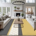 thumbnail image 3 of 5'x8' Area Rugs, Yellow Morocco Indoor Outdoor Area Rug for Living Room Bedroom, Geometric Grey Stripes Modern Washable Bathroom Rugs Kitchen Floor Carpet Mats Home Decor Aesthetic, 3 of 8