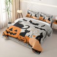 thumbnail image 3 of Homewish Halloween Pumpkin Quilt Full, Black Cat Bat Full Bedspread Sets, Orange Grey, 3-Piece 1 Bedspread and 2 Pillowcases, 3 of 7