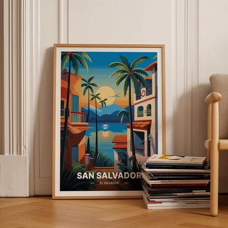 San Salvador El Salvador Cityscape Wall Art, Unframed Paper Poster 8x10in