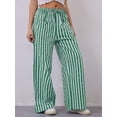 thumbnail image 6 of TEMOFON Womens Pants Casual Palazzo Wide Leg Striped Lounge Pants Comfy Drawstring Loose Fit Oversize Trousers with Pocket, 6 of 8