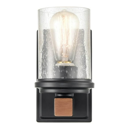 

Millennium Lighting 1 Light Metal Wall Sconce in Matte Black/Wood Grain
