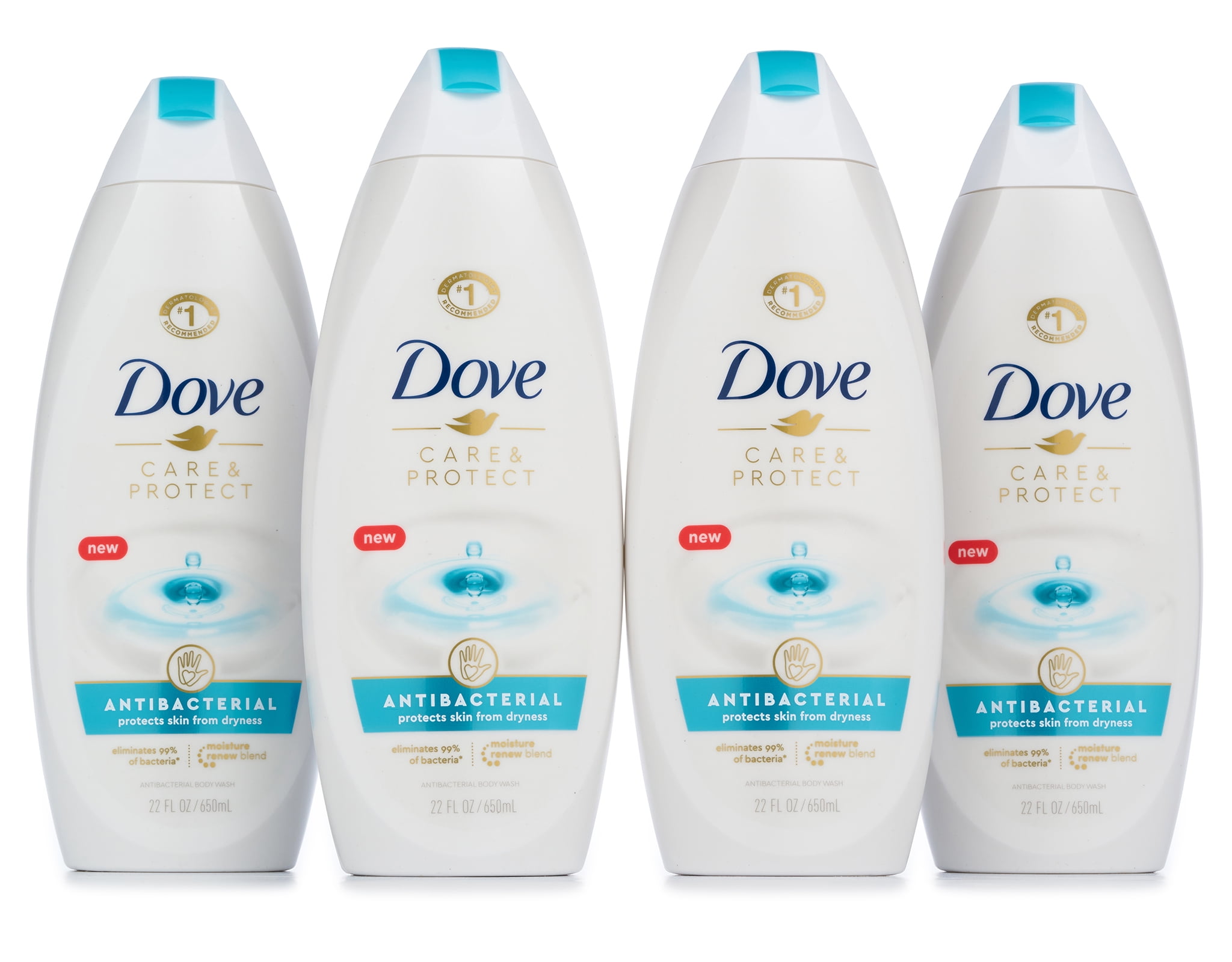 Dove Antibacterial Body Wash 4 x 22 oz Protect & Care