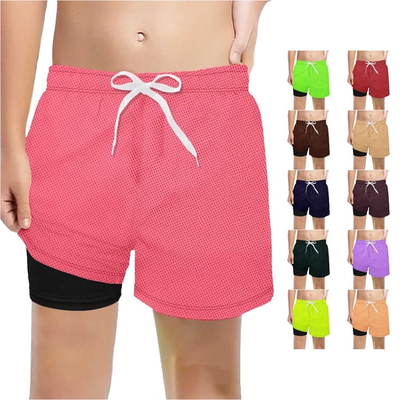 LIIPEE Boys Athleisure Shorts Summer Solid Color Mesh Loose Fit Drawstring Waist Sport Shorts Kids Lightweight Breathable Fashion Versatile Bottoms,2-3 Years