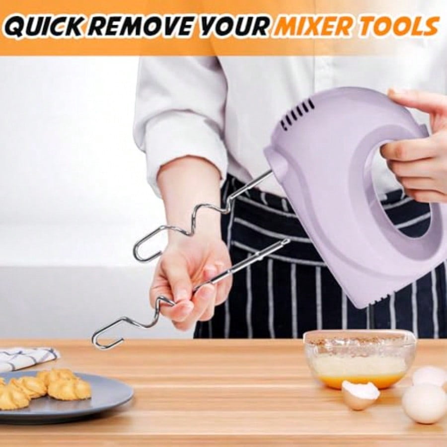 Handmixer Electric Handheld - 5 Speed Portable Kitchen Mixer Electric with 5 Stainless Steel Accessories Whisk Food Beater for Whipping Mixing Cookies Violet