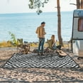 thumbnail image 6 of DEORAB Outdoor Rugs Waterproof Plastic Straw Mat 5'x8' Reversible for RV Patio Deck Beach Black & White, 6 of 10