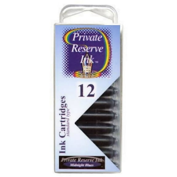 Private Reserve Ink 12 Pack Universal Size Fountain Pen Cartridge - Midnight Blues (PR-C15)