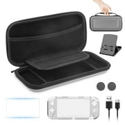 TSV Carrying Case Fit for Nintendo Switch Lite, 9-in-1 Accessories Bundle with Clear Protective Case, Screen Protector, Charging Cable, Thumbstick Caps, Stand