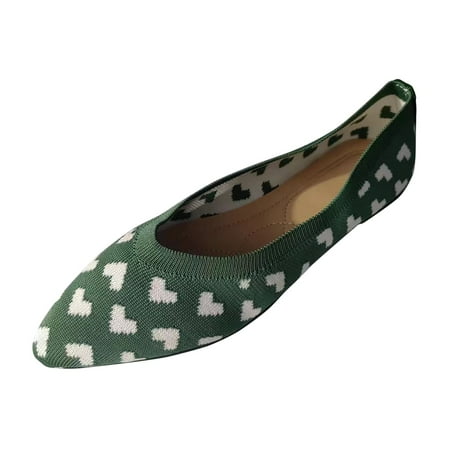 

Sngxgn Women Girls Solid Big Size Slip On Flat Shallow Comfort Casual Single Shoes(Green 8.5)