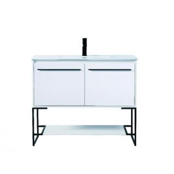 40 in. Single Bathroom Vanity in White - 24 x 18.31 x 33.6 in.