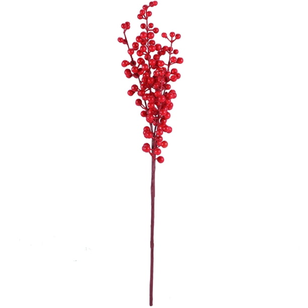 Billuyoard Cono de pino Artificial de bayas de Navidad de 5 ramas para decoración de Navidad, rama de árbol de pino Artificial de flor falsa, decoración Decoración Rojo Billuyoard HA002326-01