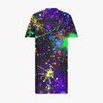 thumbnail image 5 of Pisexur Robes d'Été pour Femmes Mode Multicolore à Imprimé Floral Robe Soleil Décontractée Ample à Col en V à Manches Courtes Robes T-Shirt Fluides Surdimensionnées Robe Soleil avec Poches Grande Taille Robe Midi G-5TG, 5 of 5