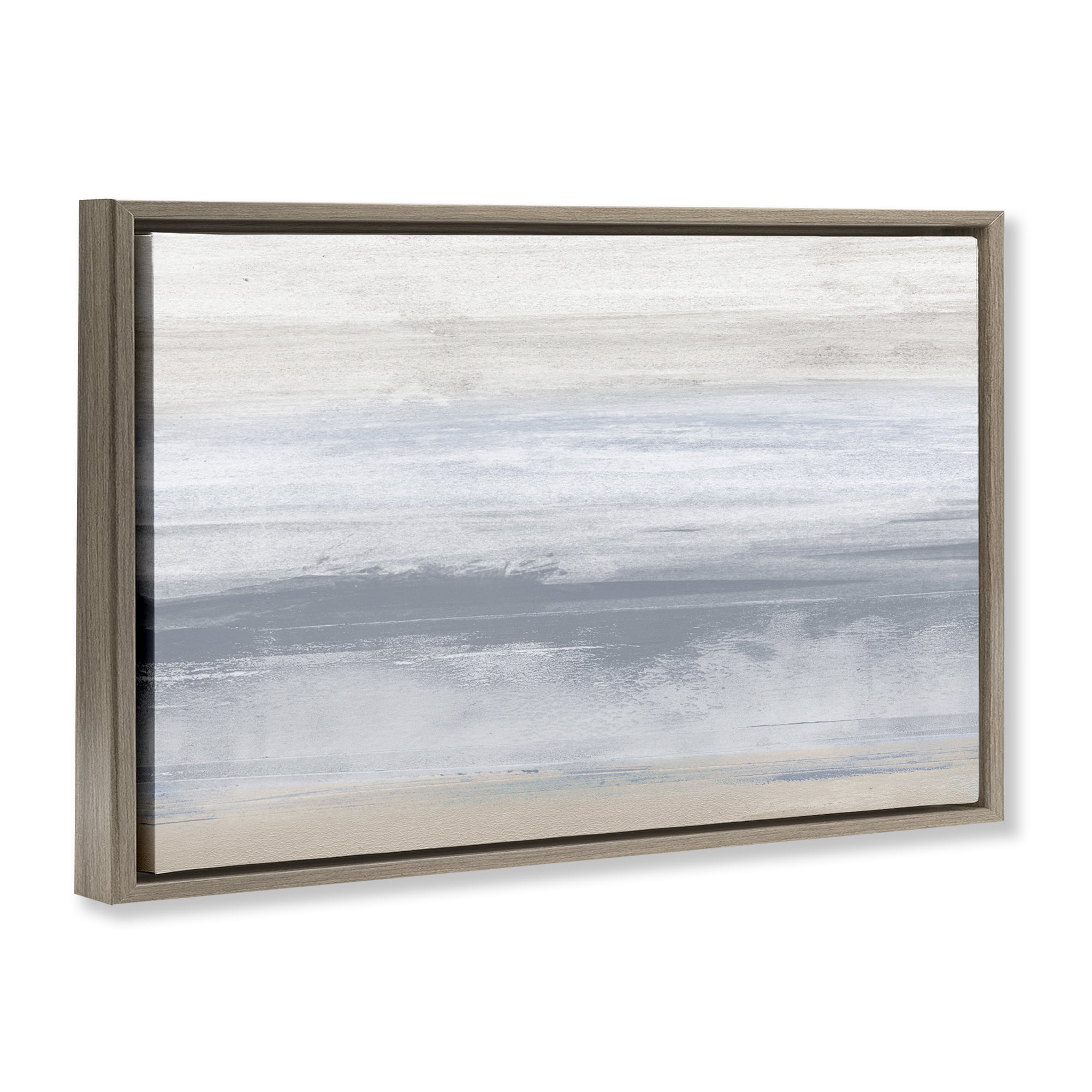 Stupell Industries Serene Blue Feeling Landscape Painting Brown Floater Framed Canvas Art Print Wall Art, 25 x 17