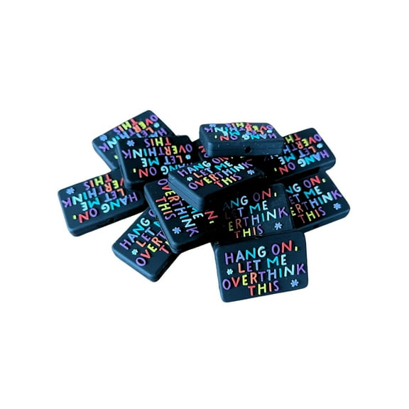 Hang On Let Me Overthink This Silicone Focal Bead 12pk Bulk Anxiety ADHD Women Depression Inspiring for Beadable Pens DIY Keychains