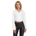 thumbnail image 2 of Women's Lapel Button Front Crop Blouse V Neck Sexy Top Shirt, 2 of 6