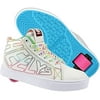 HEELYS Youth Kids Racer 20 Mid Wheels Skate Sneaker Shoes White/Rainbow, Numeric_7