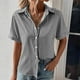 thumbnail image 2 of Camiseta de algodón de manga corta con cuello vuelto a rayas informal con estilo para mujer OAVQHLG3B Store  lin121212, 2 of 5