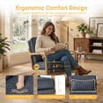 thumbnail image 6 of EOP Mid-Century Modern Accent Armchairs Set of 2 with Solid Wood Frame, Removable Soft Cushion & Lumbar Pillow, Upholstered Reading Leisure Chairs for Living Room Bedroom Balcony Waiting Room, Blue, 6 of 7
