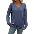 thumbnail image 2 of SHIBEVER Women Casual Long Sleeve Henley Tops Fall Crewneck Button Pullover Ribbed Knit Tunic Shirts with Pocket, 2 of 5
