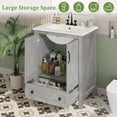 thumbnail image 5 of 24 inch Vanity with Ceramic Sink, Modern Bathroom Vanity with 2 Doors and 1 Storage Drawer, Freestanding Bathroom Cabinet with Contemporary Design for Your Bathrooms, Grey, 5 of 7